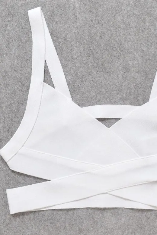 Ang Bandage Crop Top - Pearl White