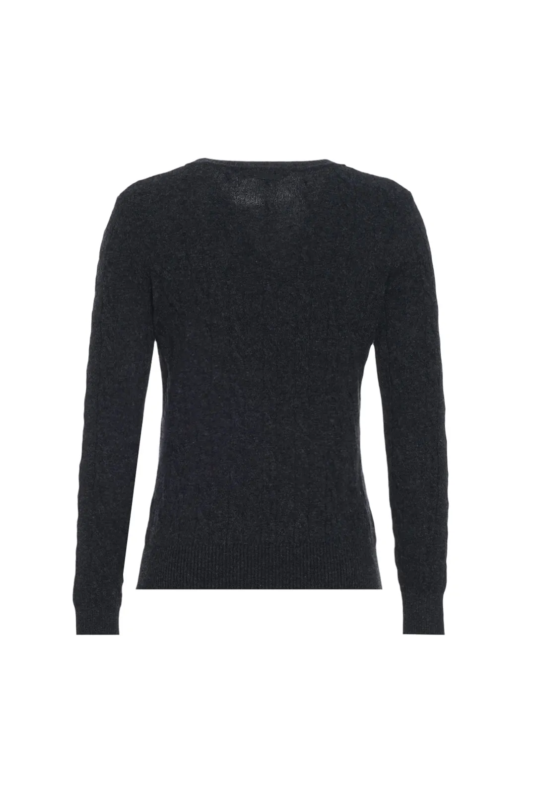 Anthracite Australian Wool and Cashmere Amelia Hair Braided Crew Neck Women's Sweater