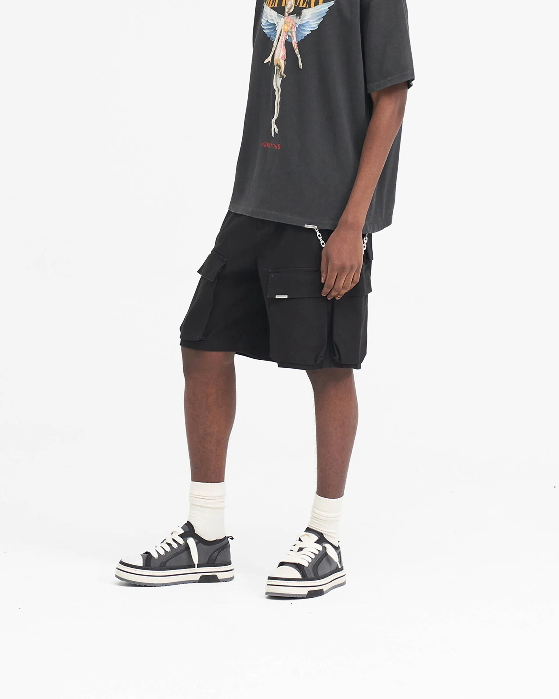 Baggy Cotton Cargo Short - Black