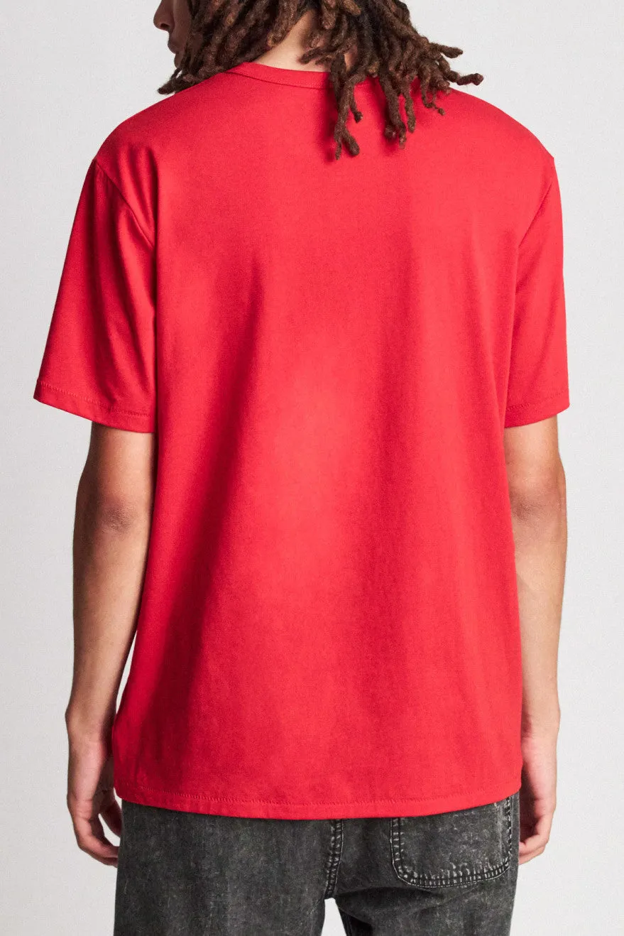 Basic S/S Henley - Scarlet