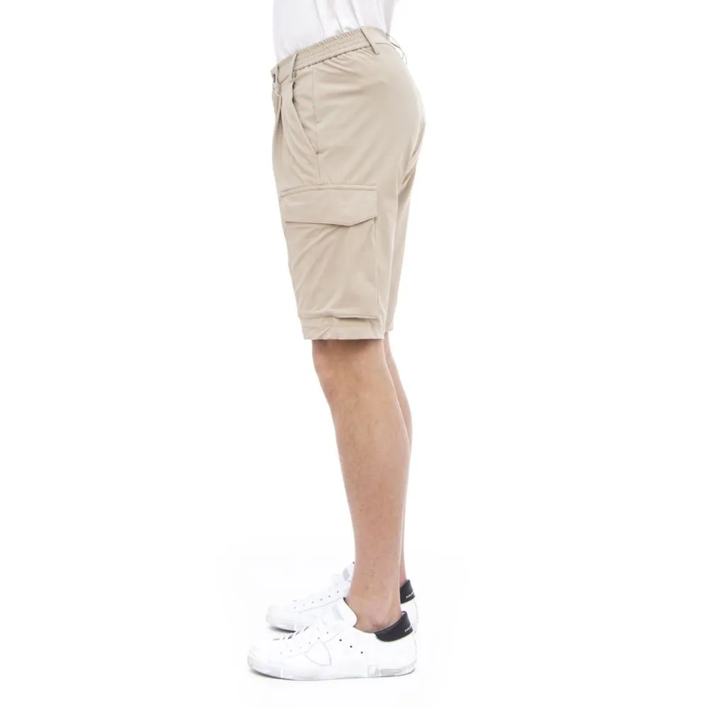 Beige Stretch Bermuda Cargo Shorts