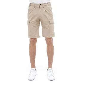 Beige Stretch Bermuda Cargo Shorts