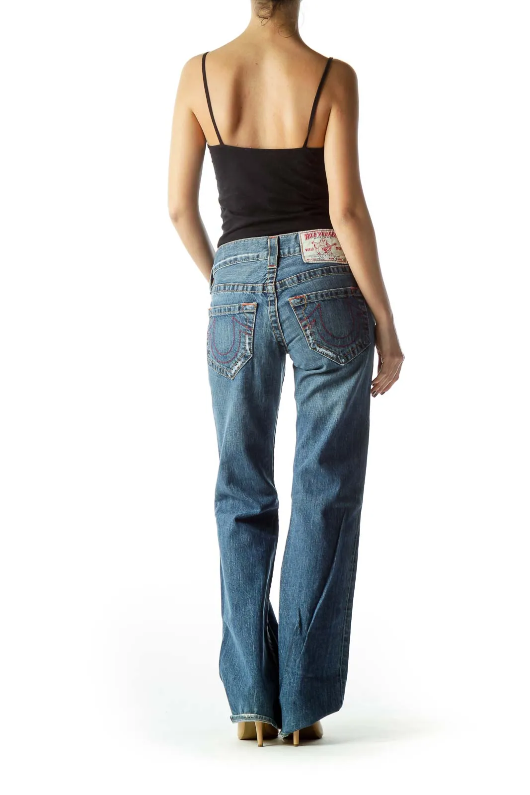 Blue 100% Cotton Straight-Leg Denim Jeans