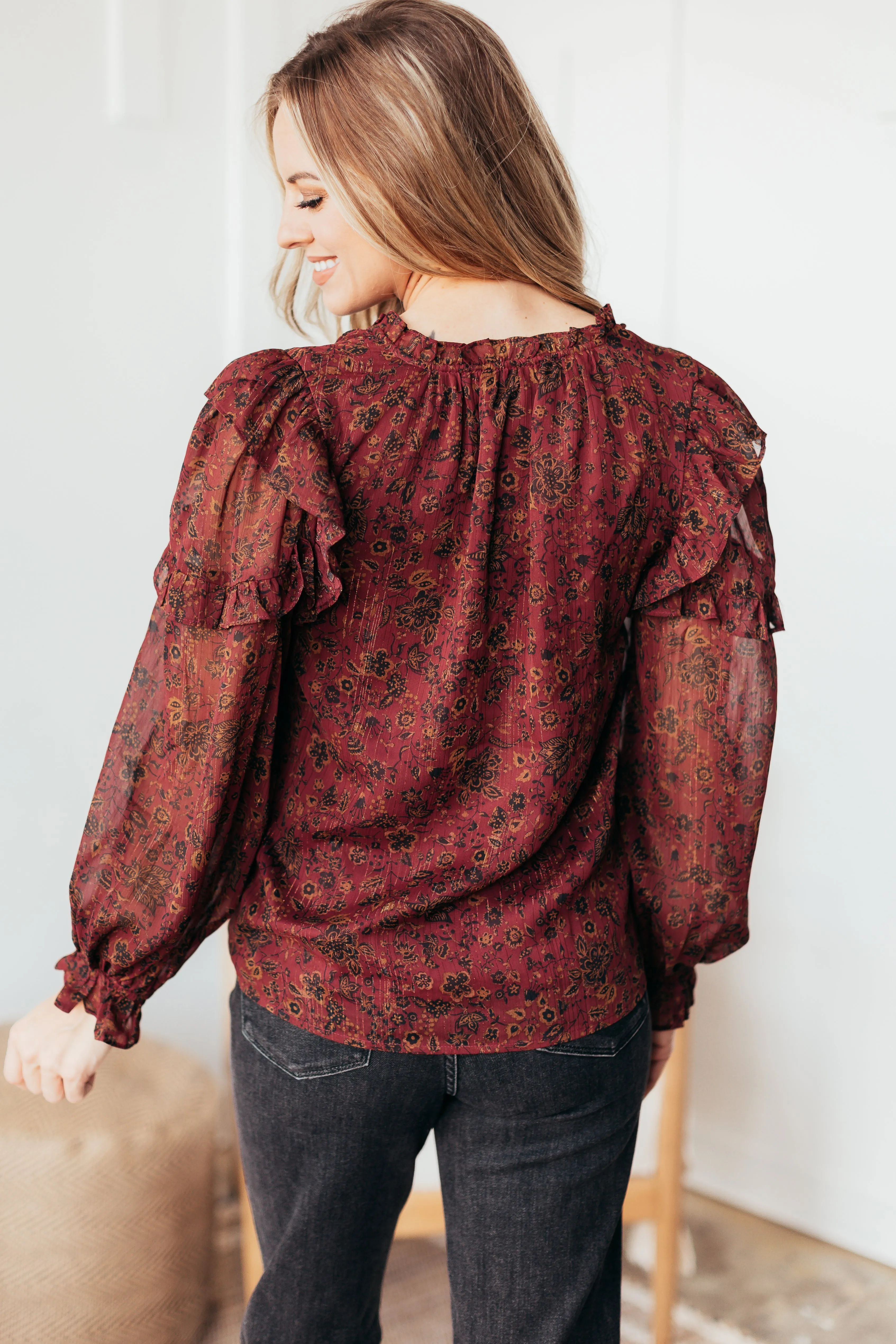 Carmina Floral Henley Blouse