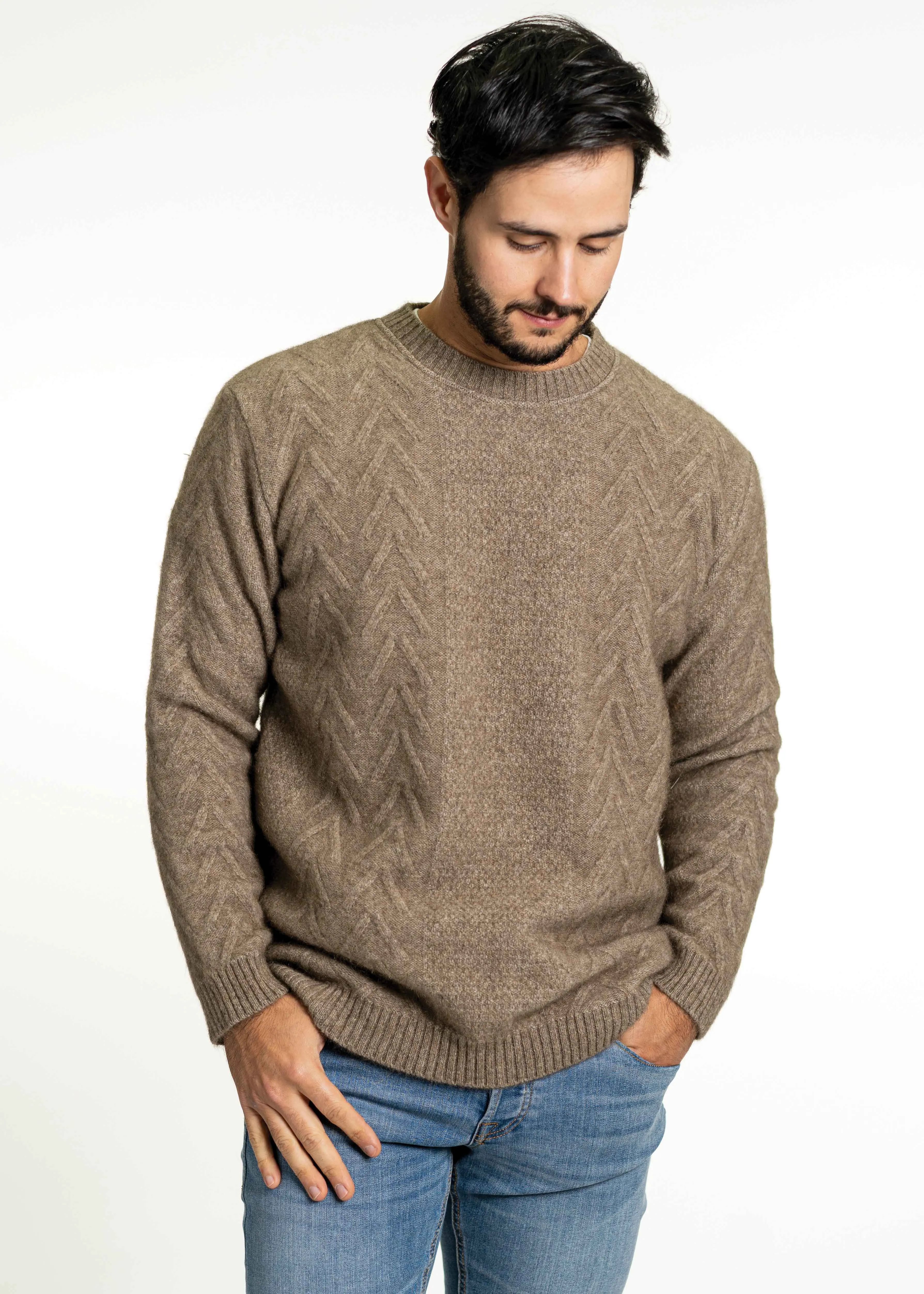 CREW NECK ARAN JUMPER