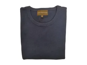 Crew Neck Sweater in Navy Cotton & Cashmere