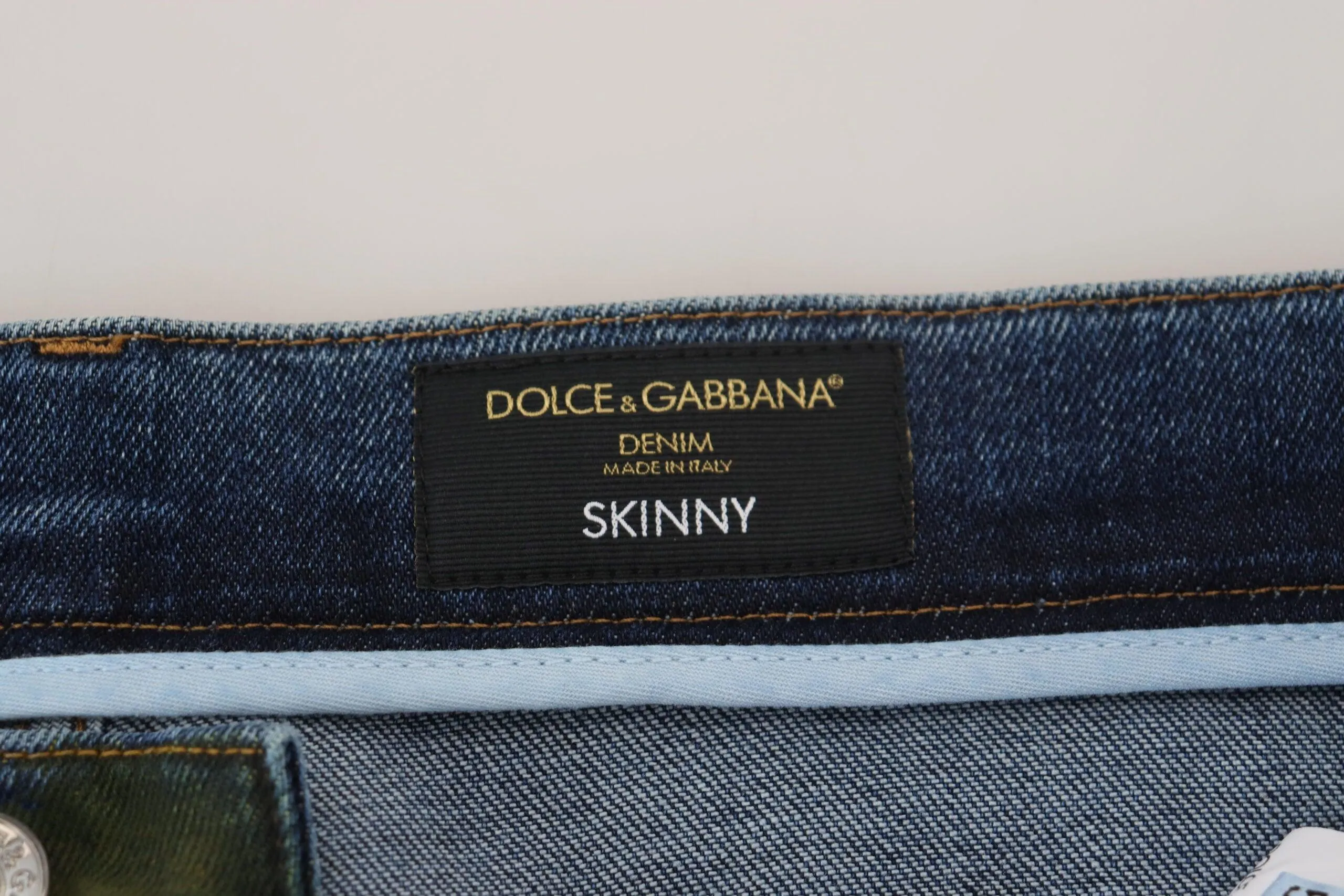 Dolce & Gabbana Blue Green Skinny Cotton Denim Jeans