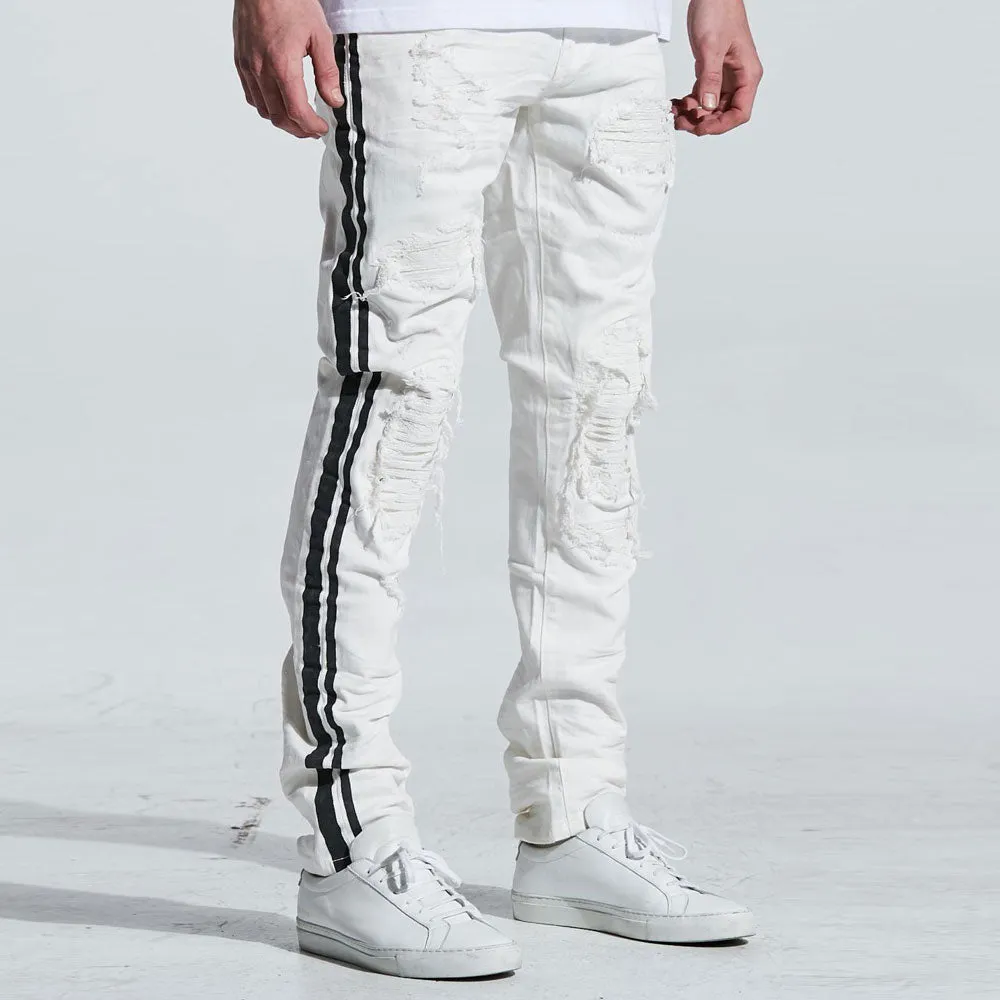 Embellish Bolt Standard Denim Jeans in White