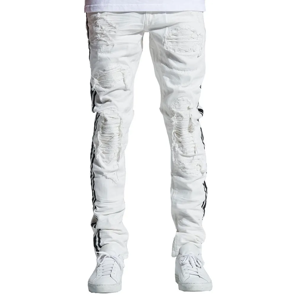 Embellish Bolt Standard Denim Jeans in White