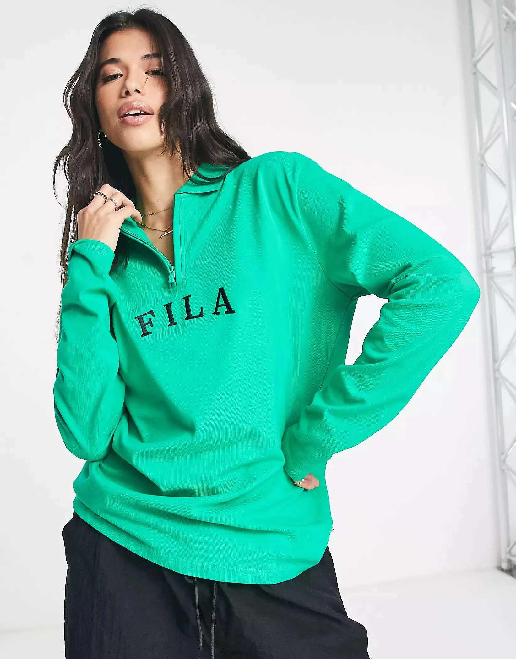 Fila Green Ribbed Varsity Rugby Shirt