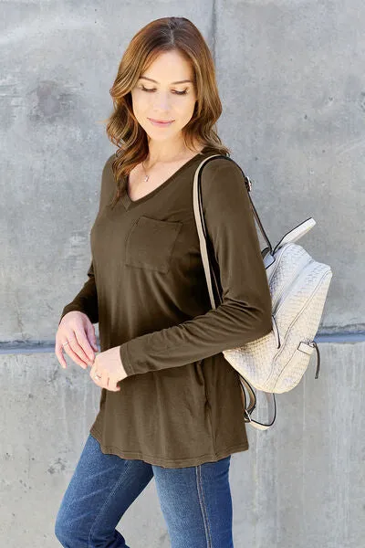 Full Size V-Neck Long Sleeve Top