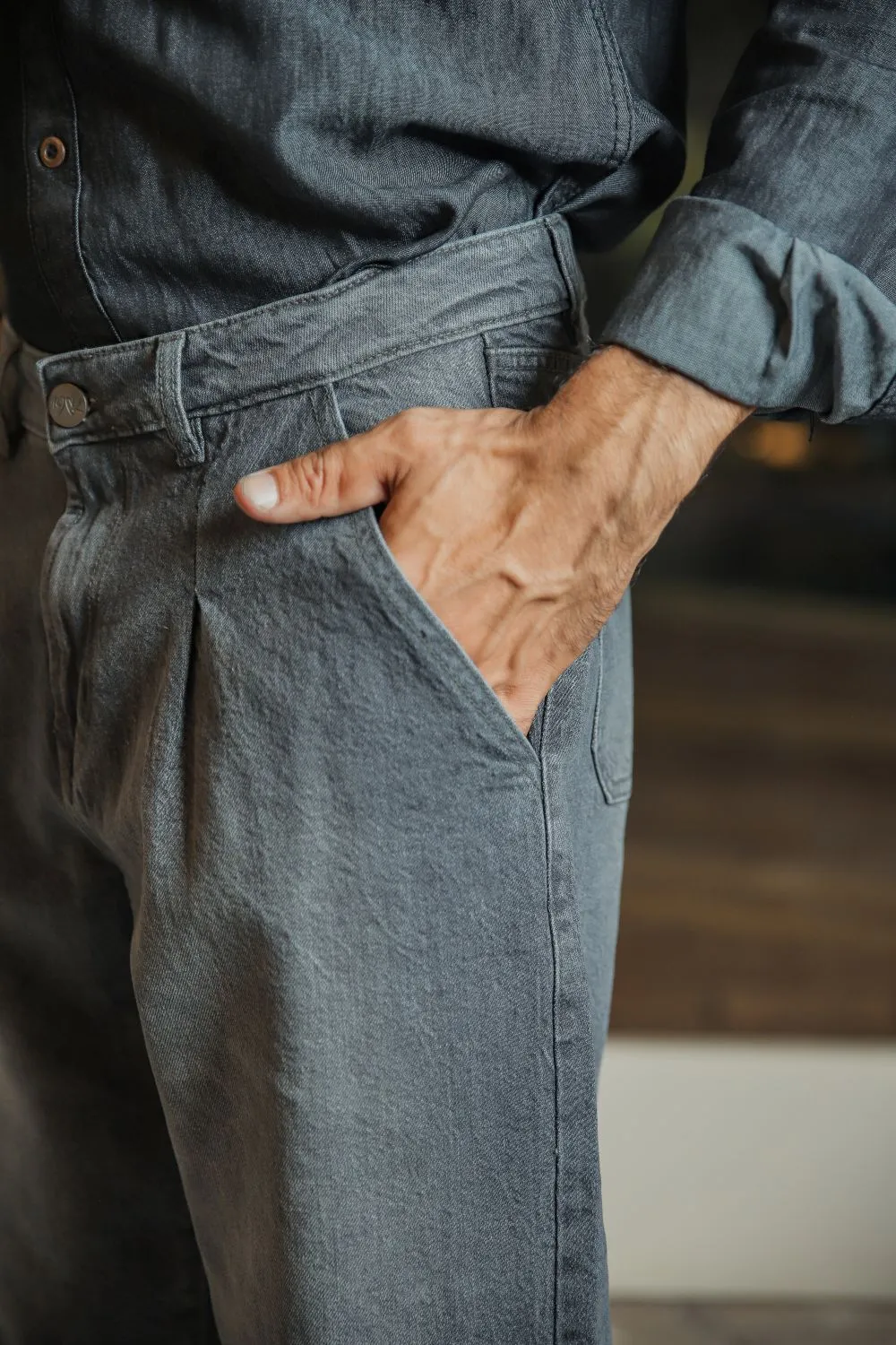 Grey Urban Pleat Relaxed Jeans