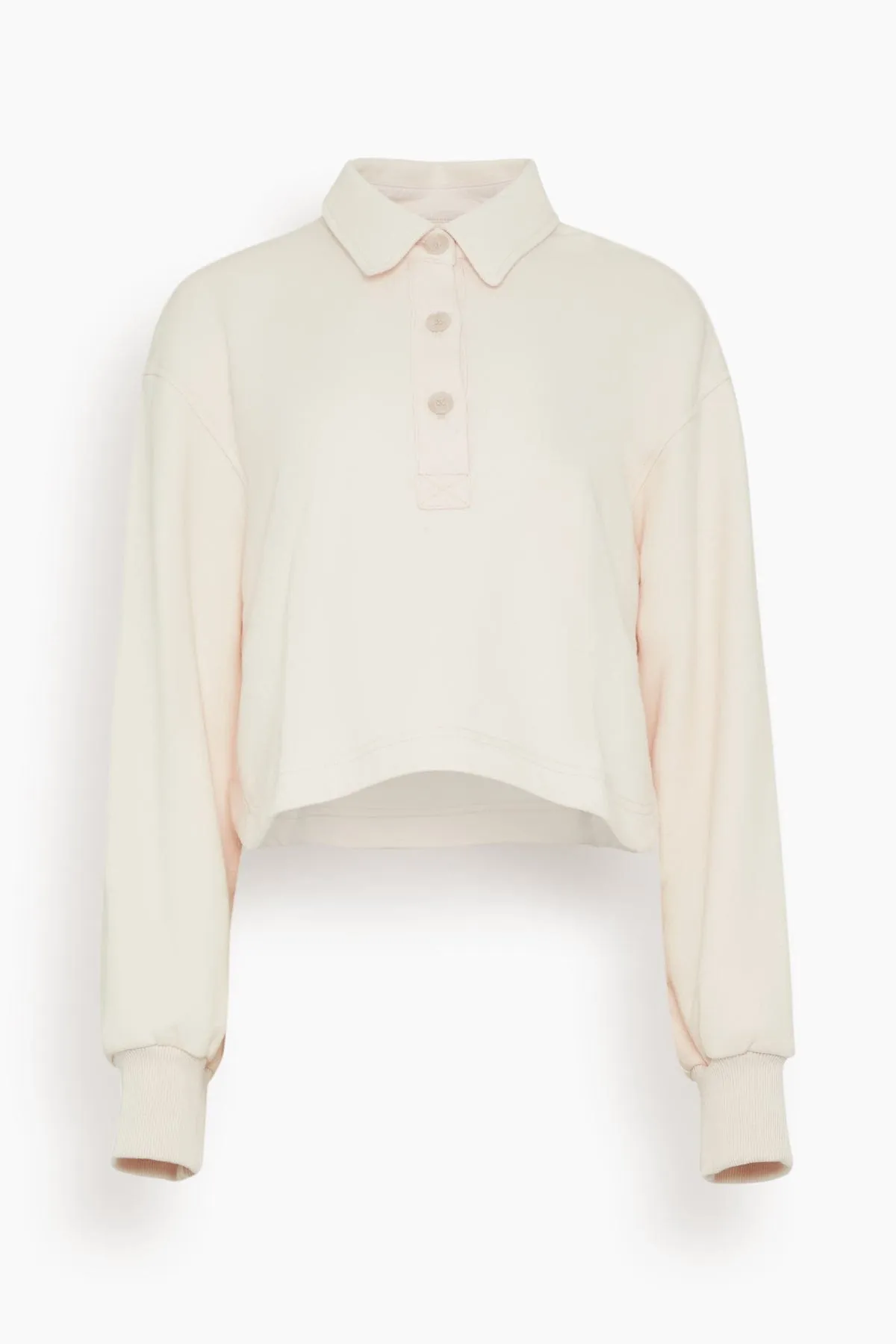 Holden Cropped Henley Sweatshirt in Mallow