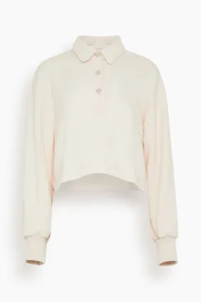 Holden Cropped Henley Sweatshirt in Mallow