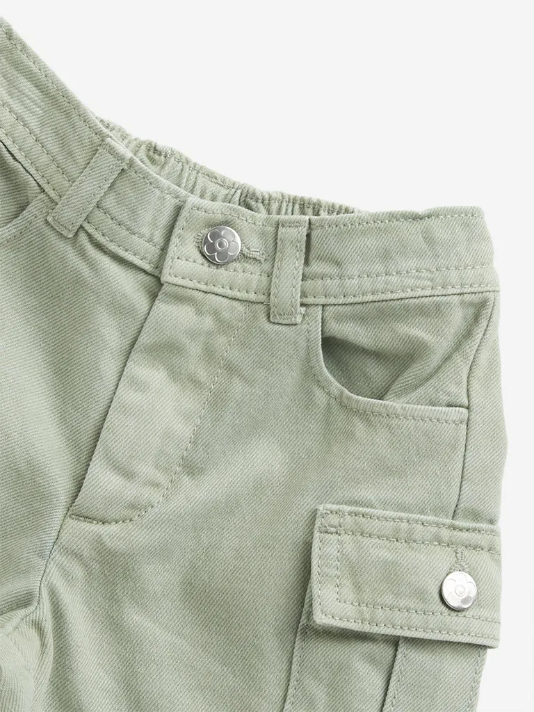 HOP Kids Sage Cargo-Style Mid Rise Shorts