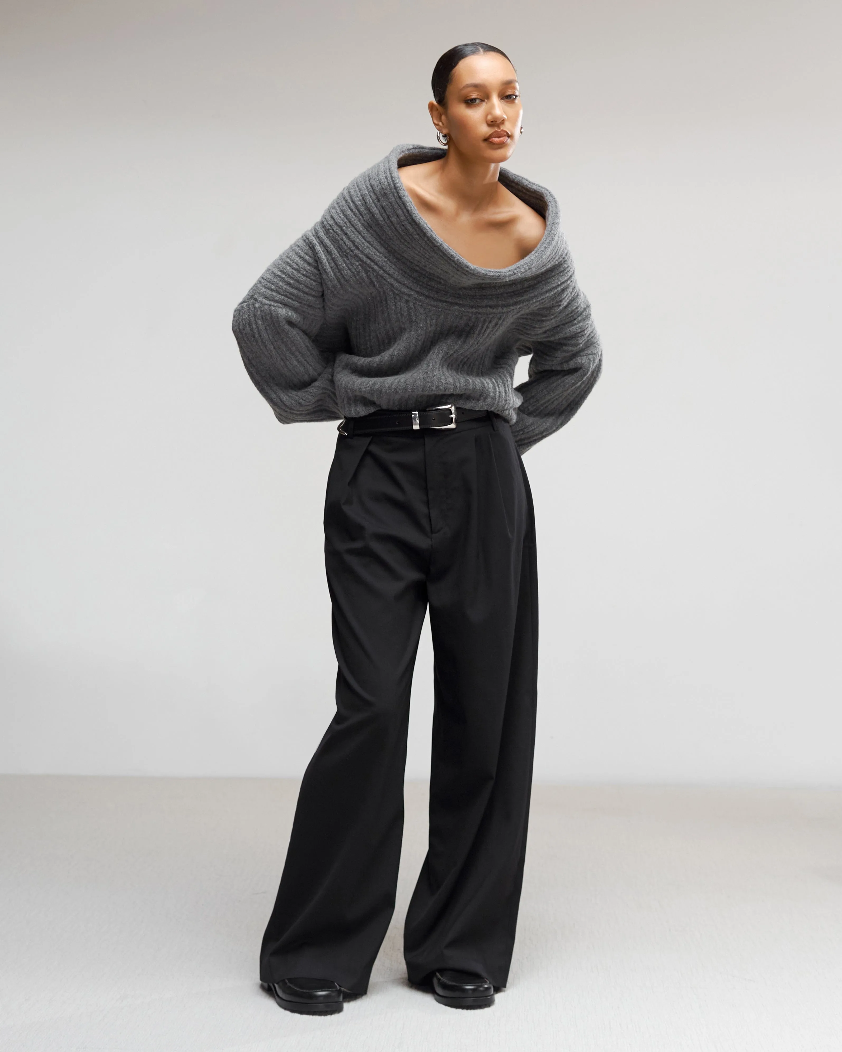 Jamie Chunky Asymmetric-Neck Sweater