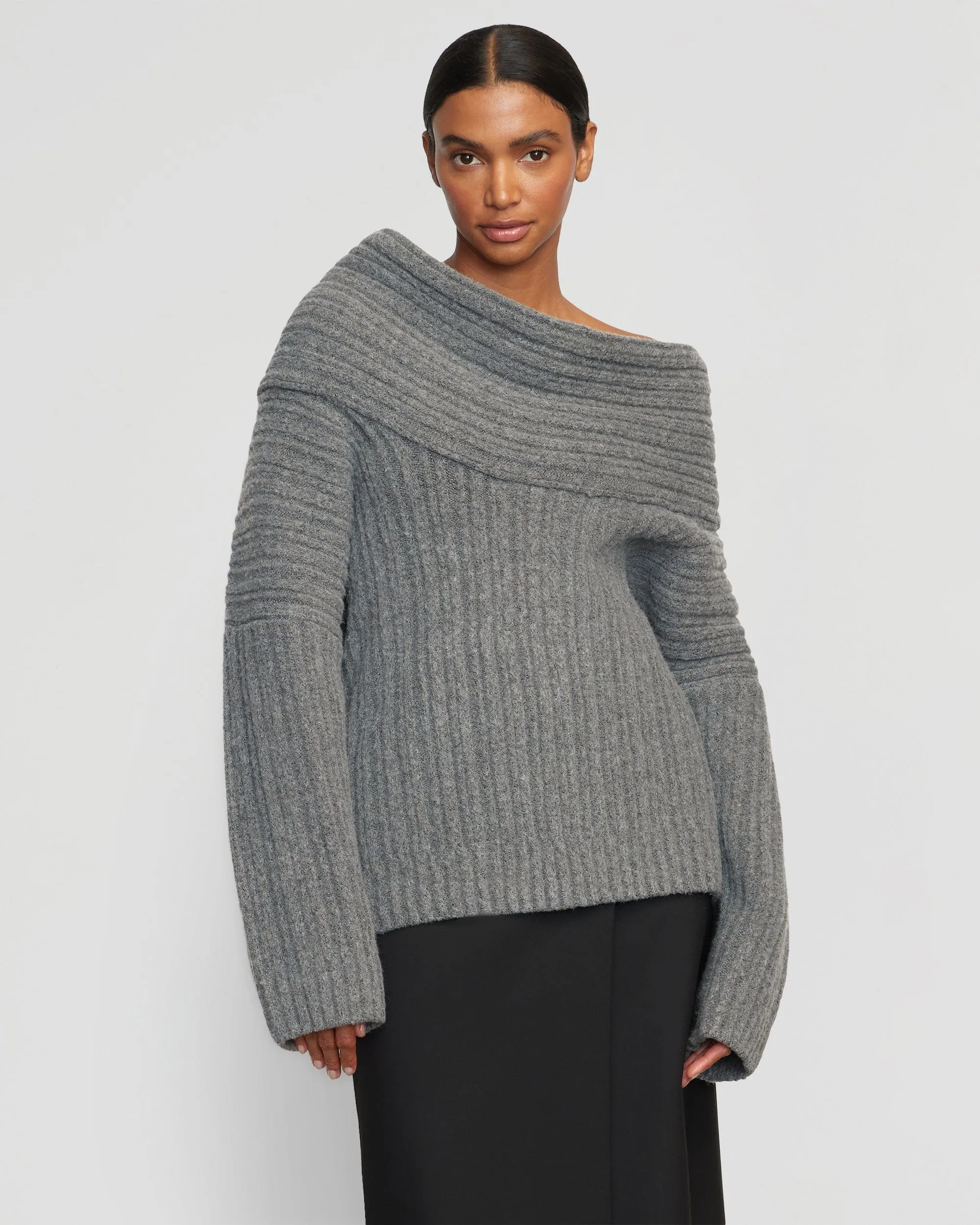 Jamie Chunky Asymmetric-Neck Sweater