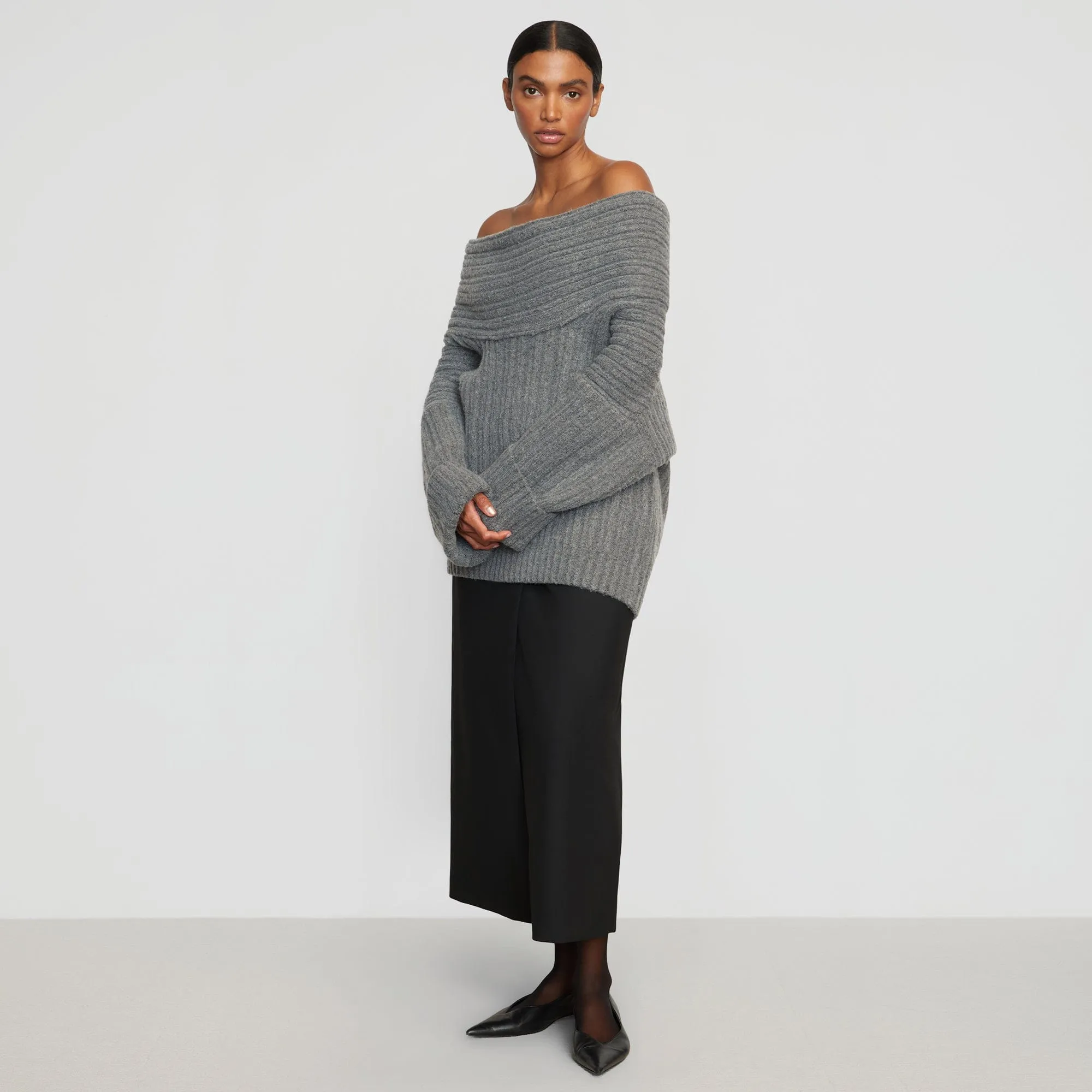 Jamie Chunky Asymmetric-Neck Sweater