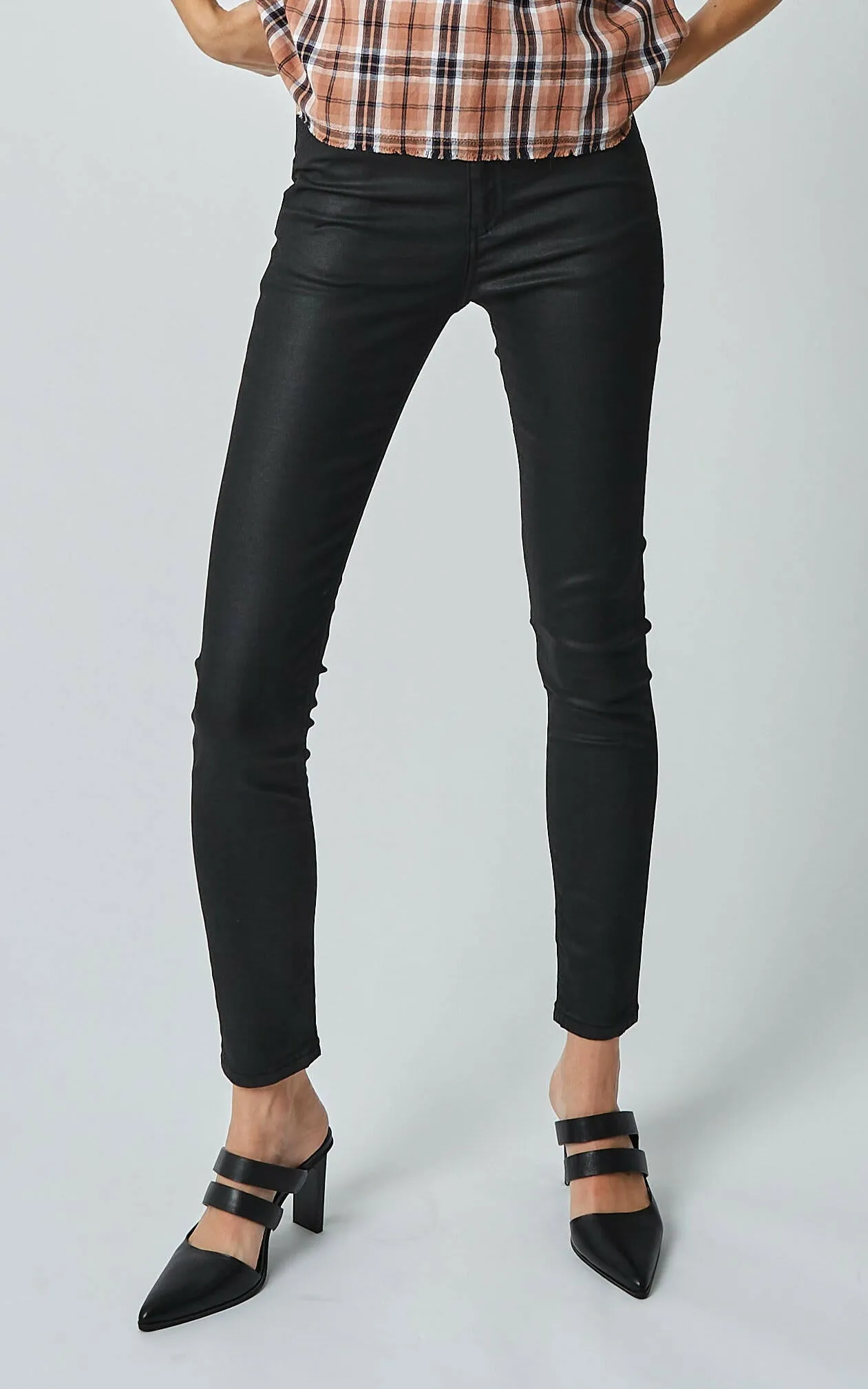 Lauren Mid Rise Coated Black Jeans