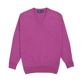 Loganberry Chatsworth 2ply V-Neck Cashmere Sweater