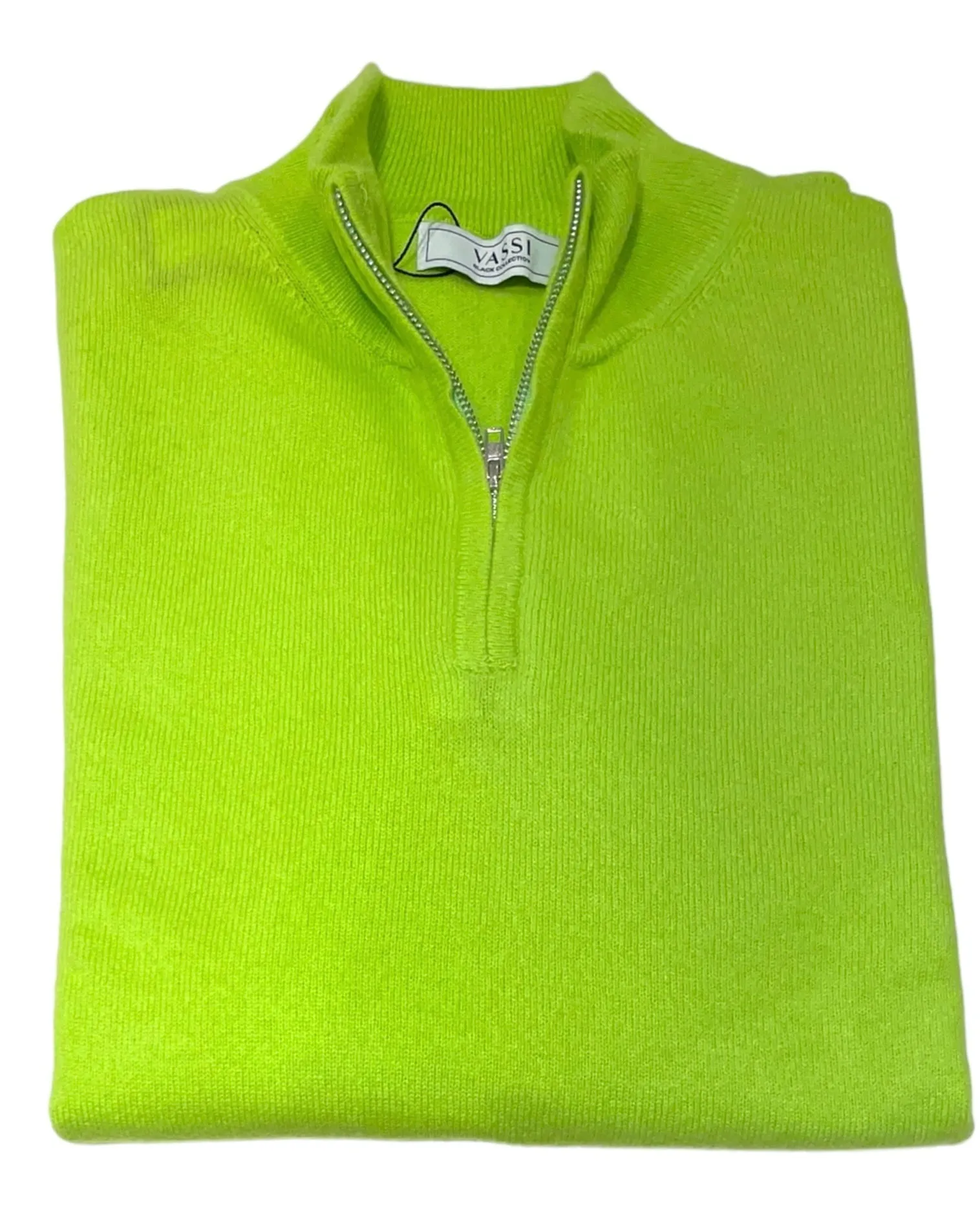 Quarter Zip Pure Cashmere Sweater - Acid Lime