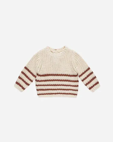 Quincy Mae Rex Sweater, Cranberry Stripe