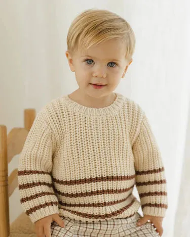 Quincy Mae Rex Sweater, Cranberry Stripe