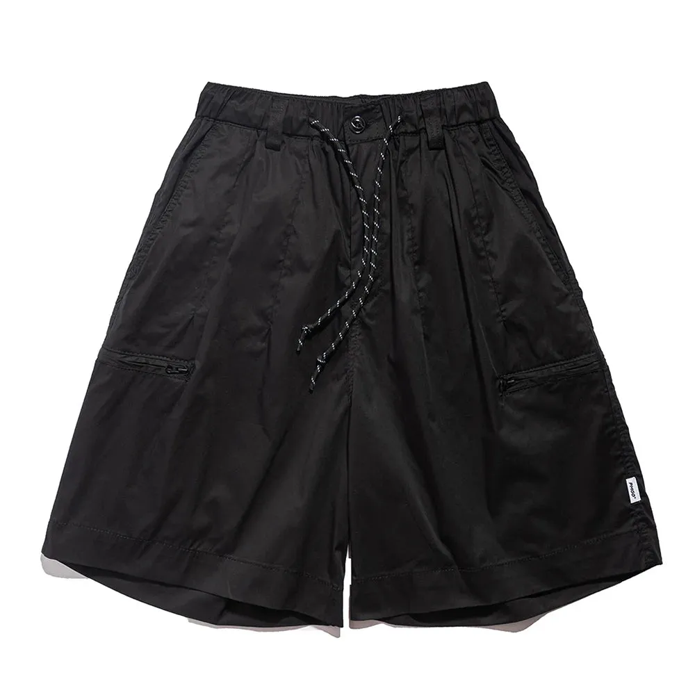 Solid Color Multi-Pocket Cargo Shorts - Casual Knee-length Elastic Waist Half Pants