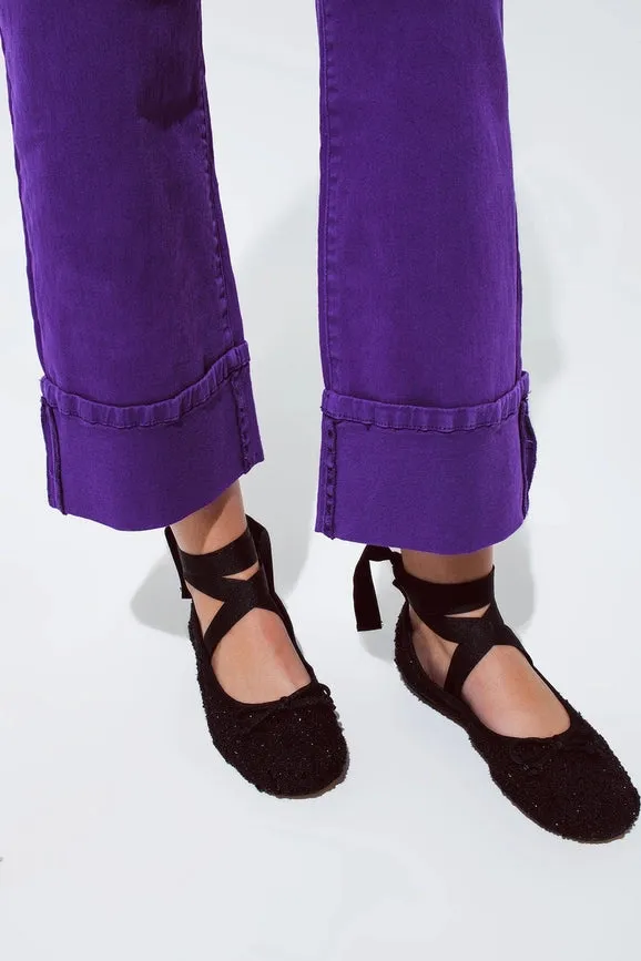 Straight Leg Jeans with Cropped Hem in Purple