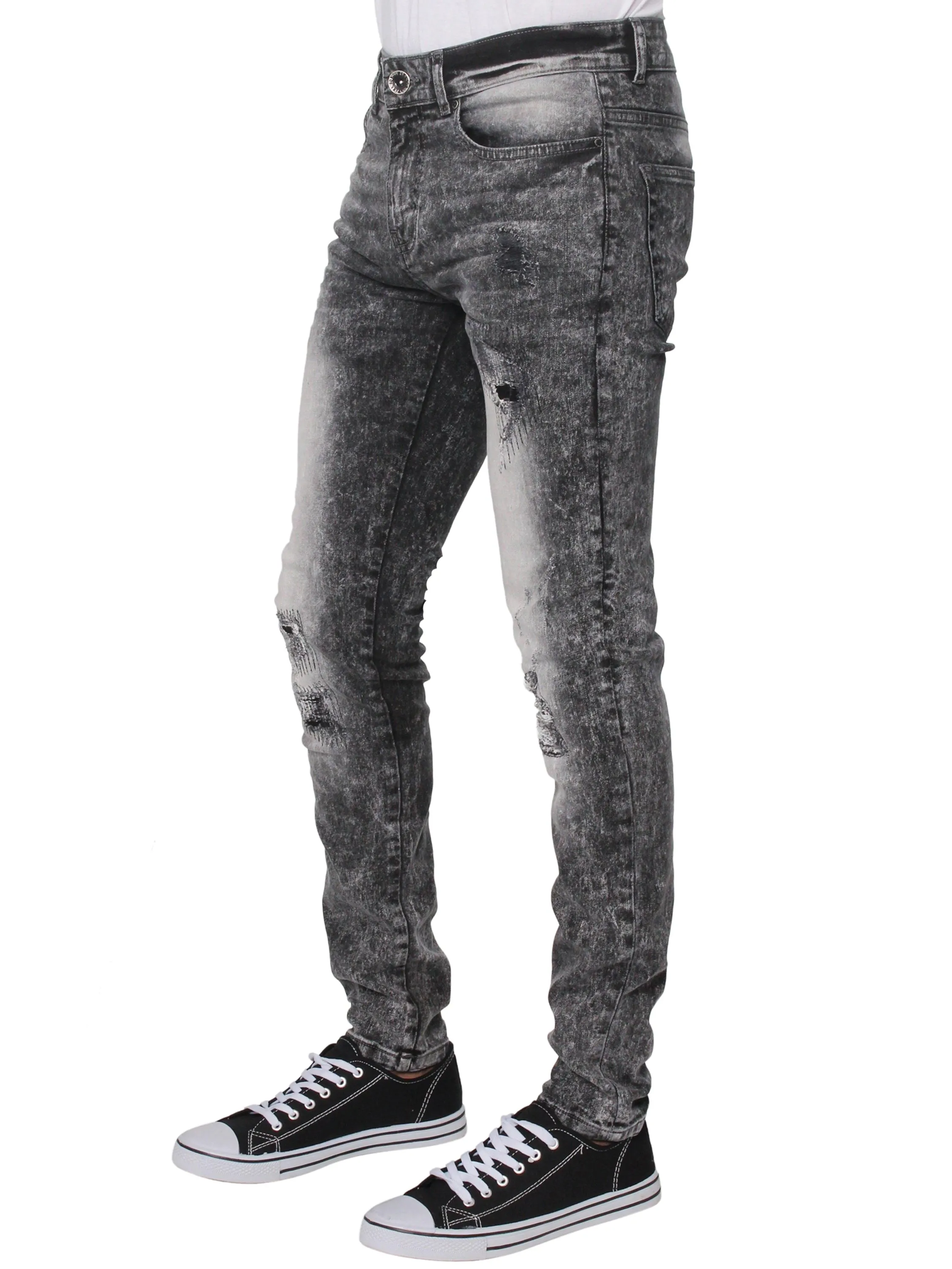 Super Skinny Stretch Rip & Repair Slim Jeans | Enzo Designer Menswear