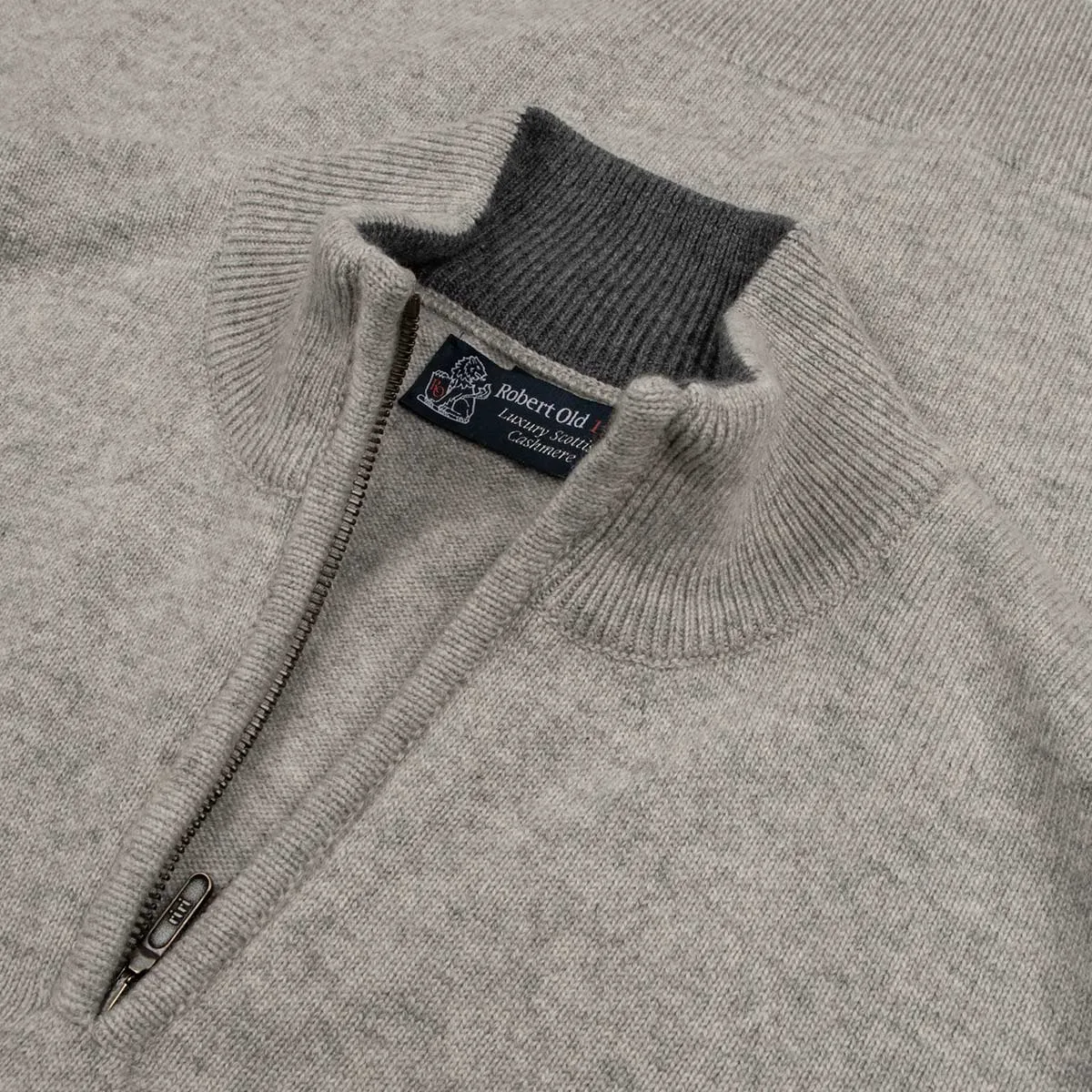 The Bowmore 1/4 Zip Neck Cashmere Sweater - Brume & Smog