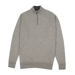 The Bowmore 1/4 Zip Neck Cashmere Sweater - Brume & Smog