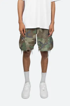 Vintage Splatter Cargo Shorts - Camo