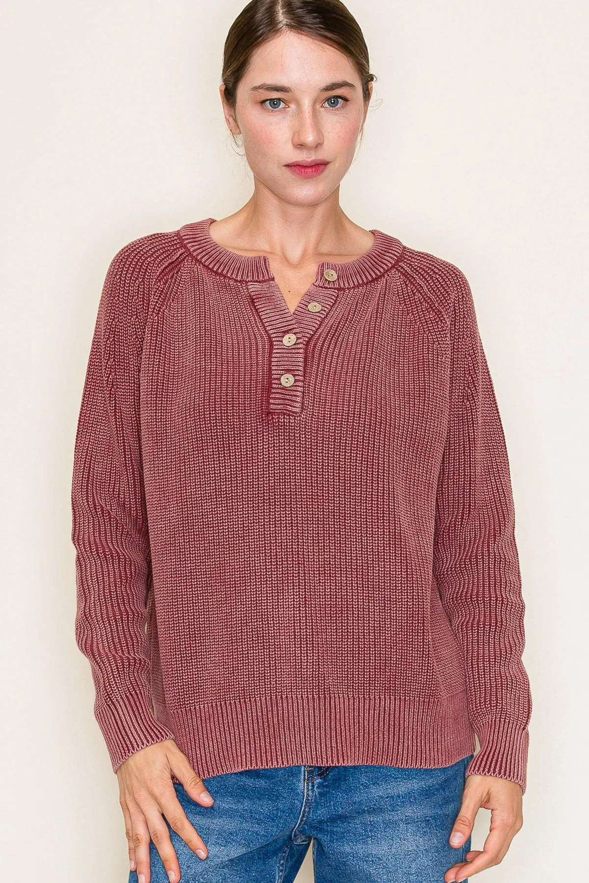 Washed Knit Henley Pullovers - 2 Colors! - FINAL SALE