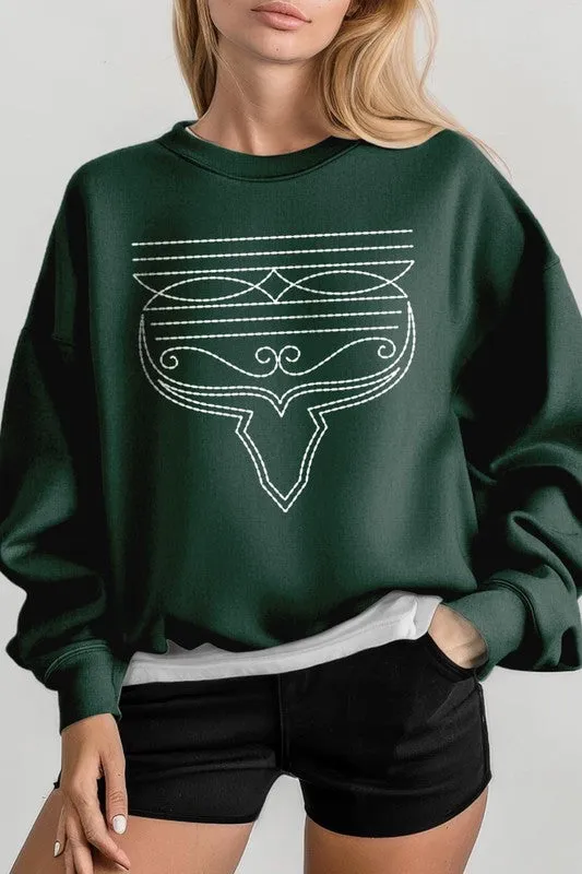 Western Boot Stitch Graphic Fleece Sweatshirts