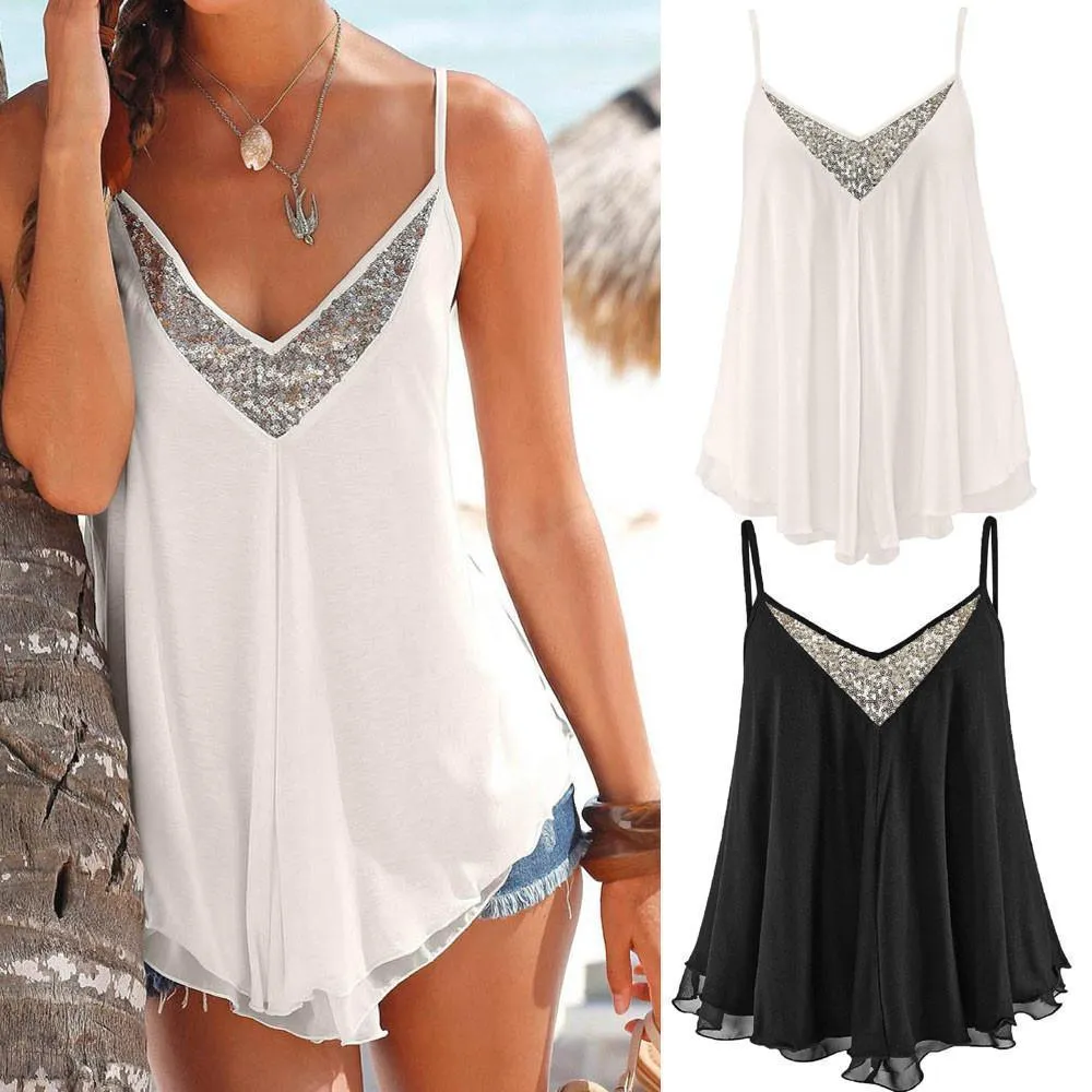 Women Camisole V Neck Chiffon Camis