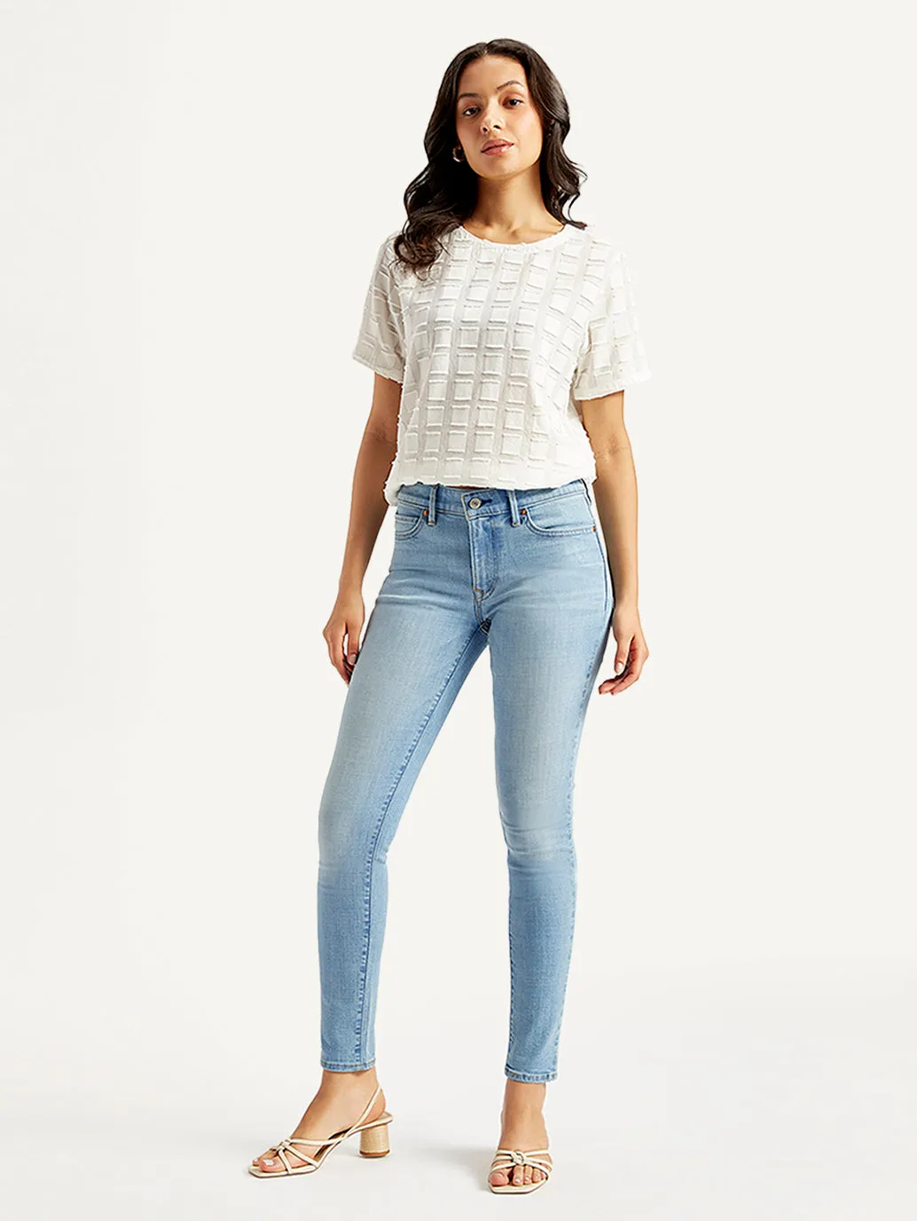 Women's Mid Rise 711 Skinny Light Blue Jeans