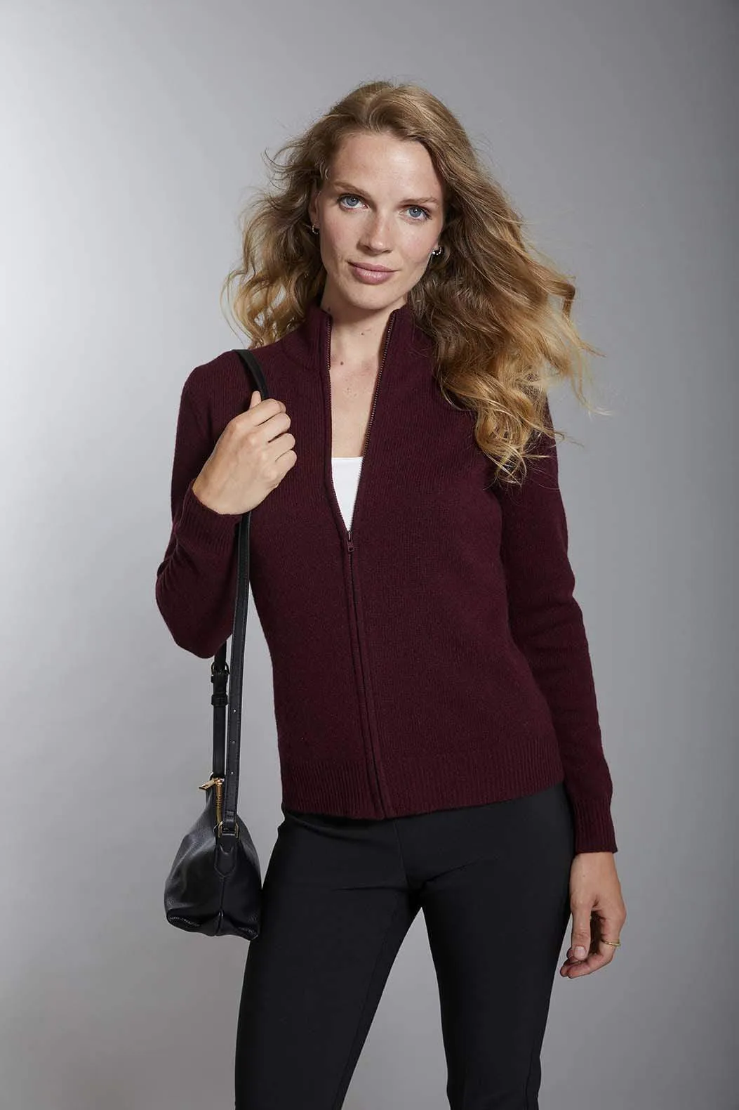 Women's Mock Turtleneck Cashmere Cardigan Sweater