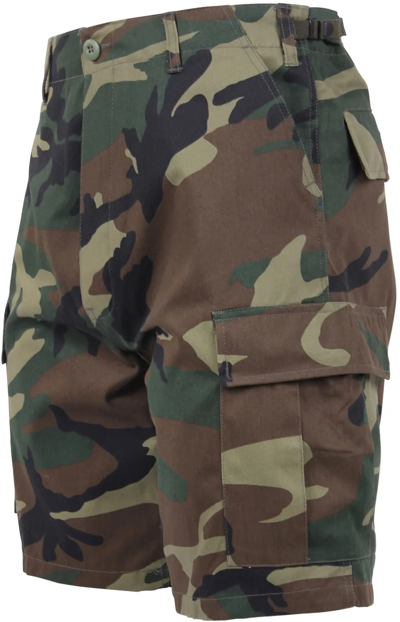 Woodland Camouflage - Military Cargo BDU Shorts - Polyester Cotton Twill