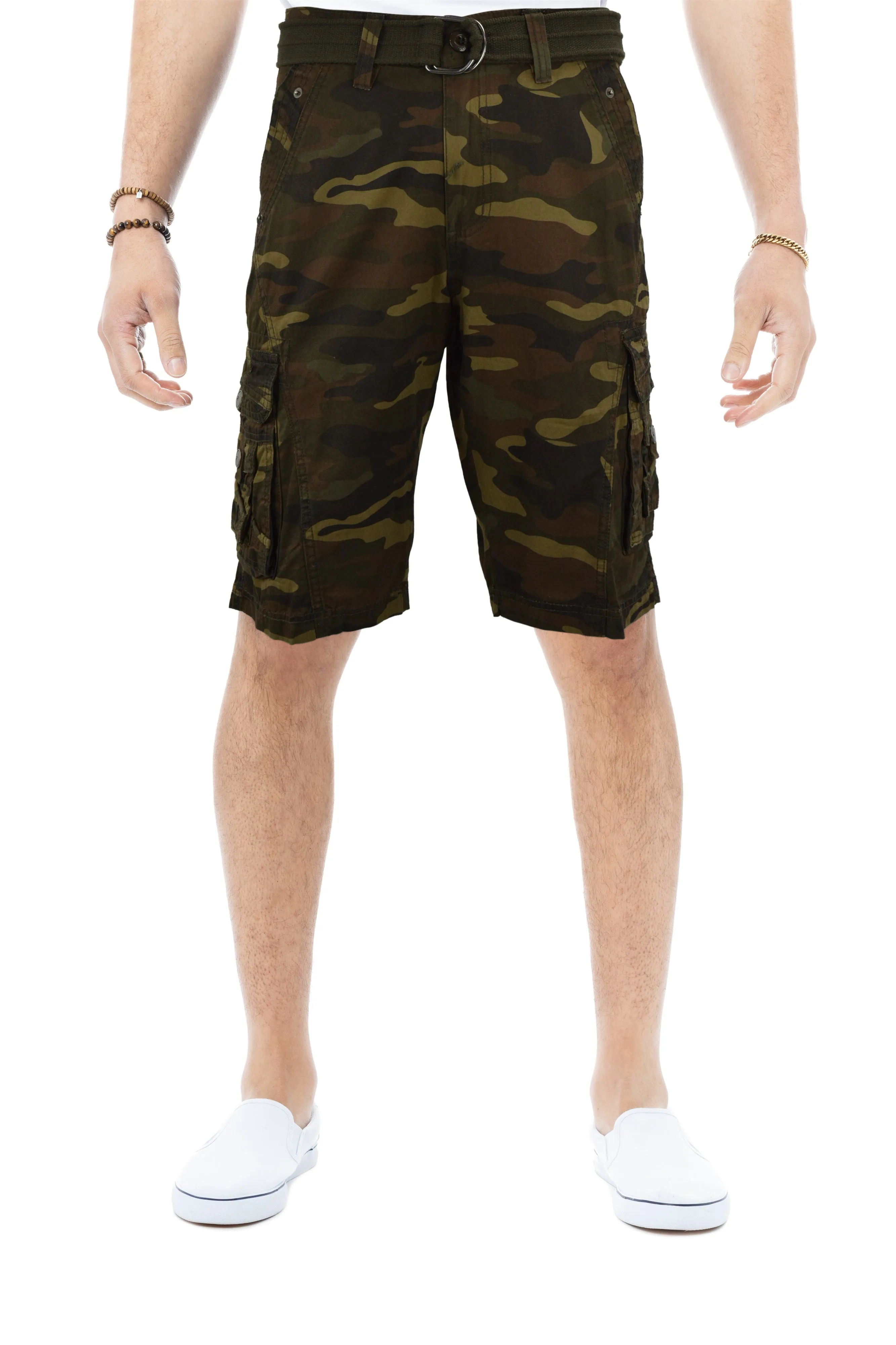 X RAY Men's Belted Cargo Shorts With Snap Detail