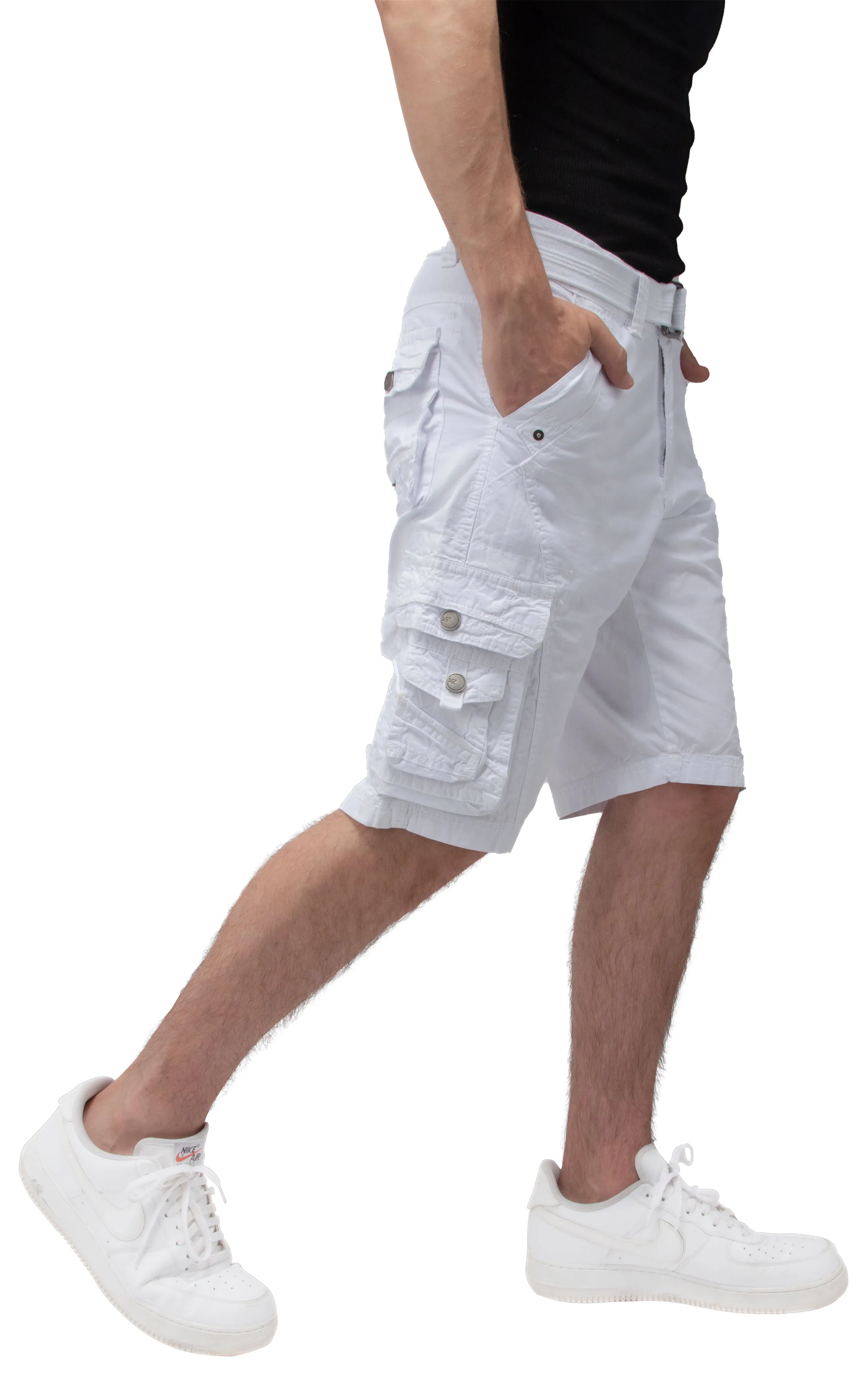 X RAY Men's Belted Cargo Shorts With Snap Detail