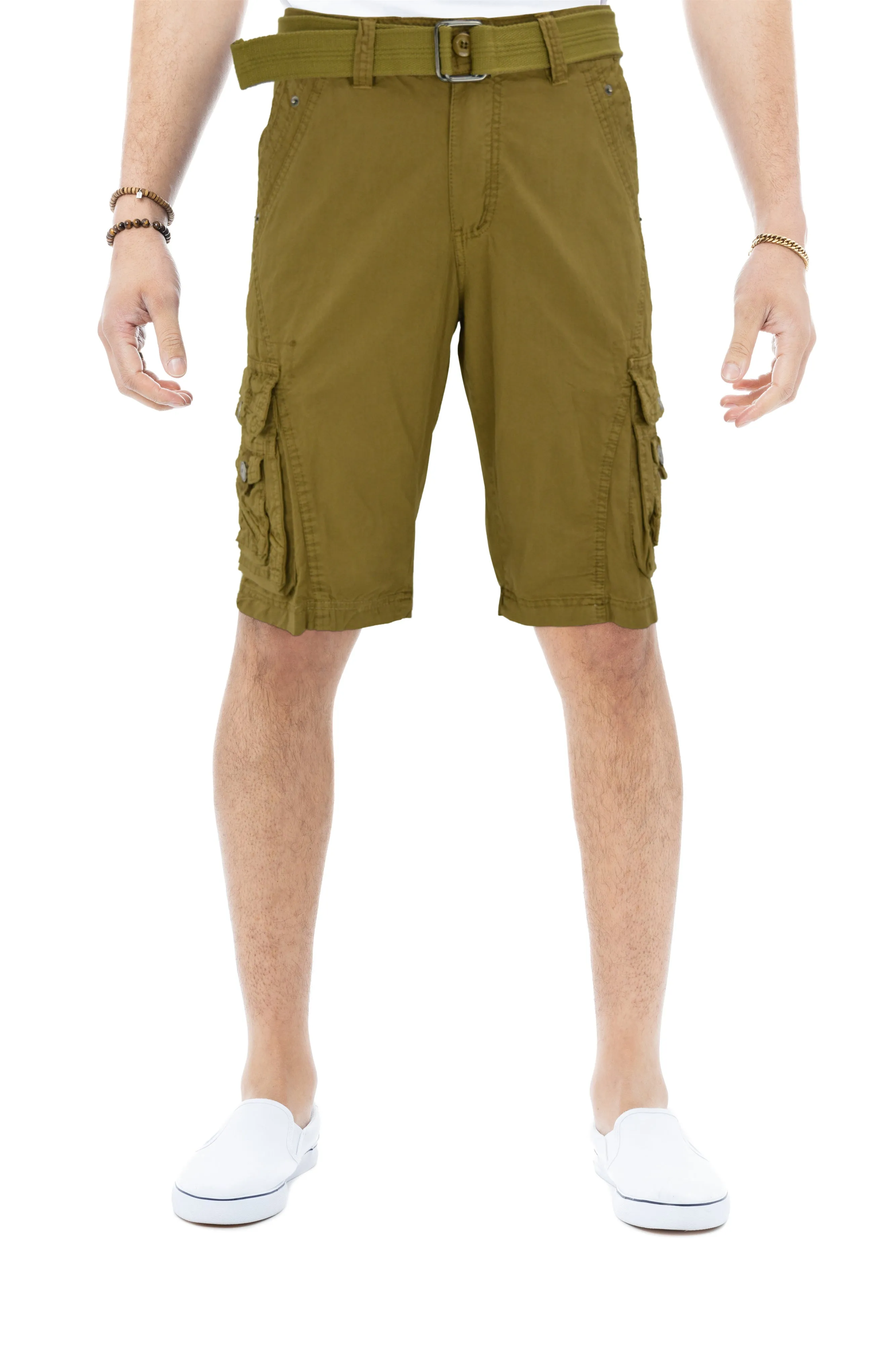 X RAY Men's Belted Cargo Shorts With Snap Detail