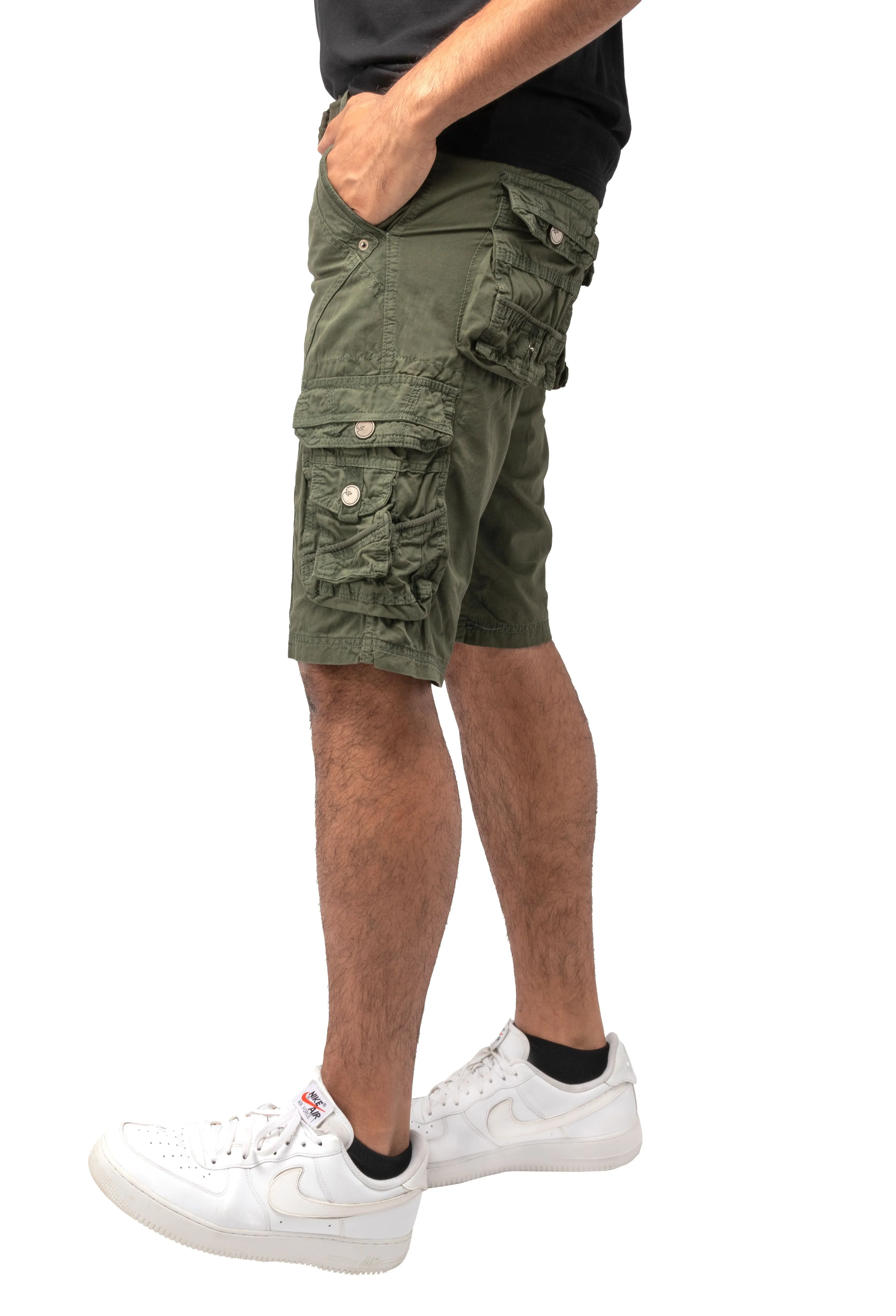 X RAY Men's Belted Cargo Shorts With Snap Detail