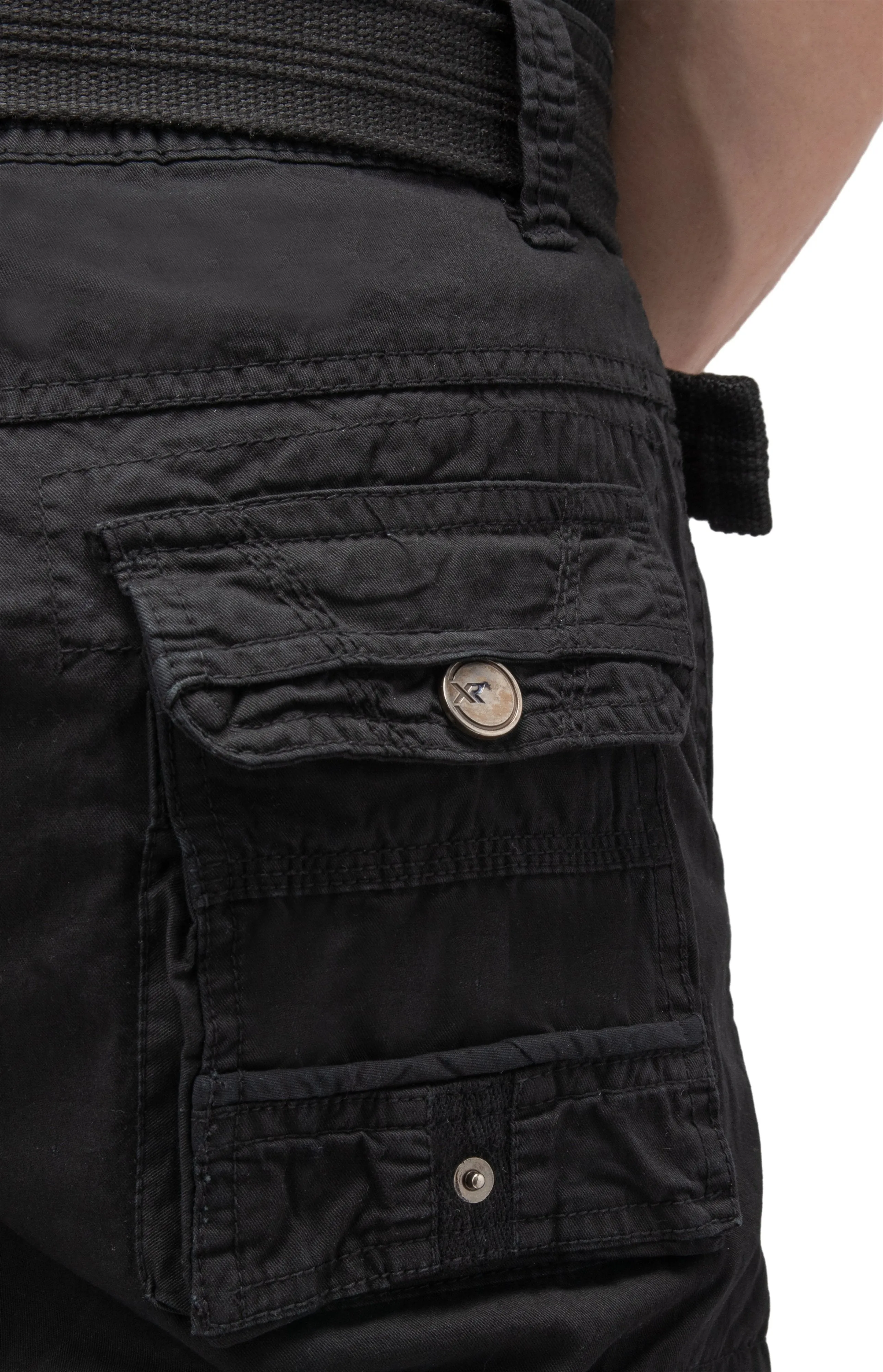 X RAY Men's Belted Cargo Shorts With Snap Detail