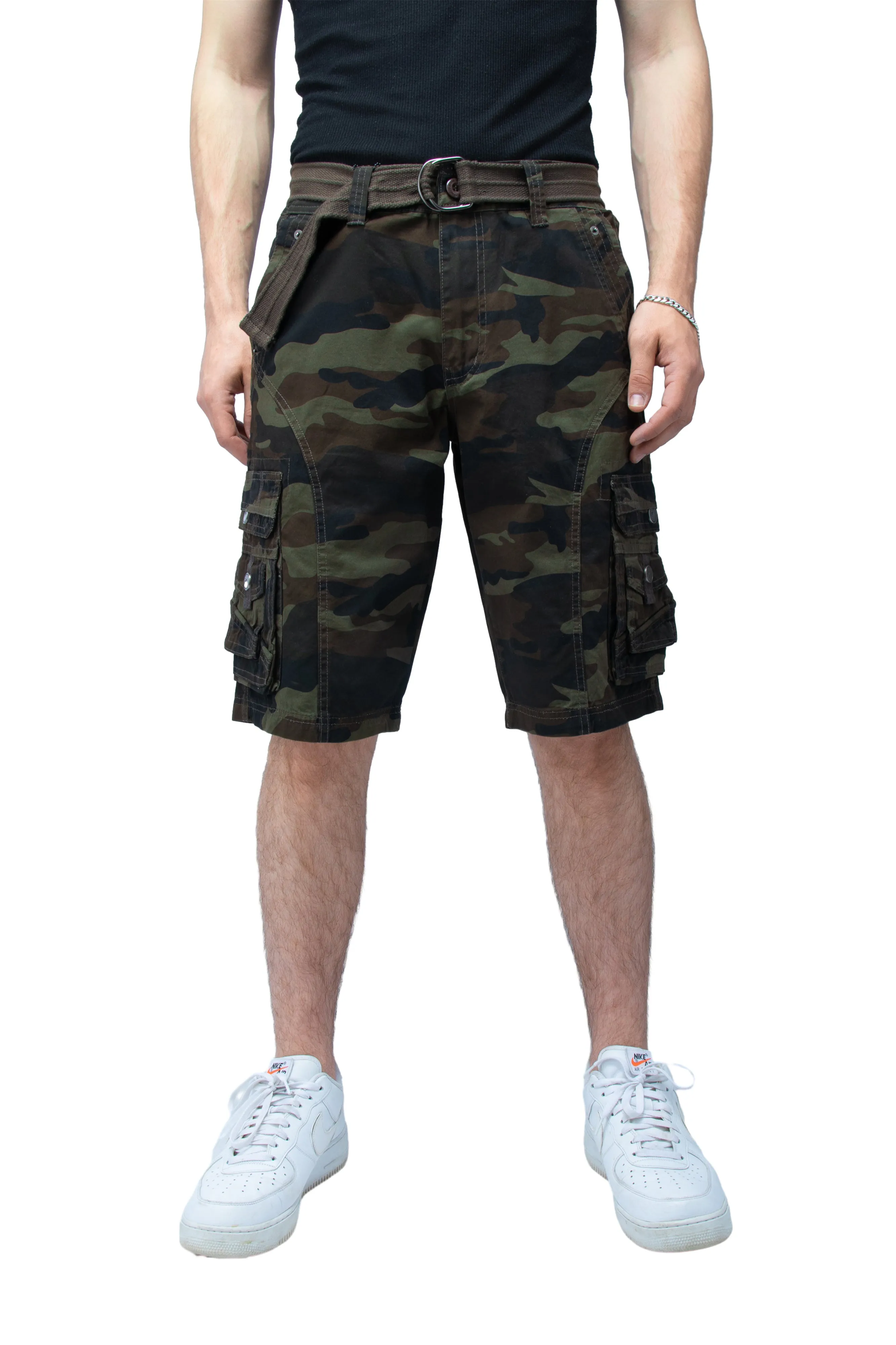 X RAY Men's Belted Cargo Shorts With Snap Detail