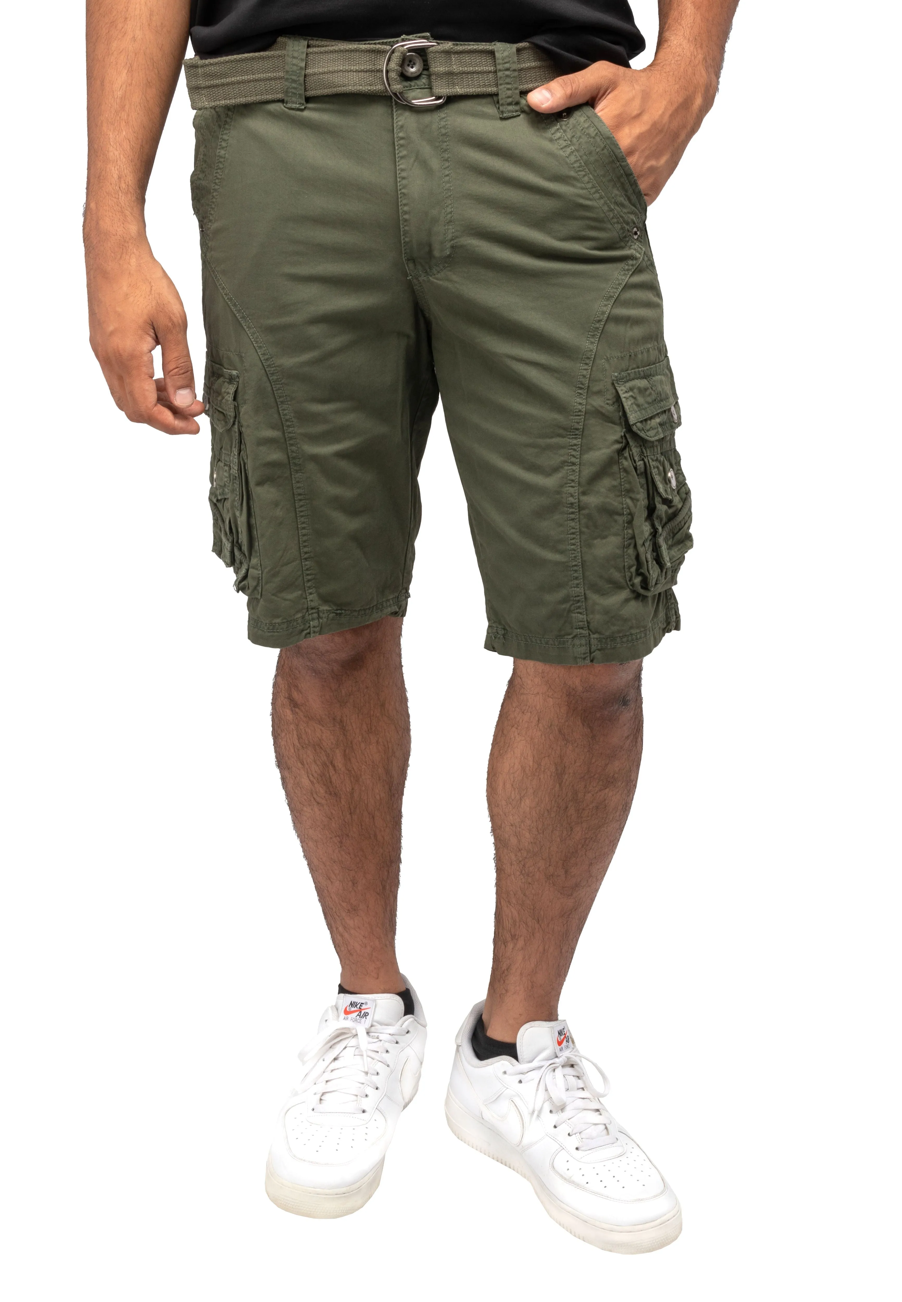 X RAY Men's Belted Cargo Shorts With Snap Detail